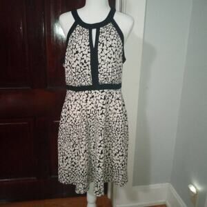 Elle Black White Dress Size 12 Knee Length Sleeveless Cocktail